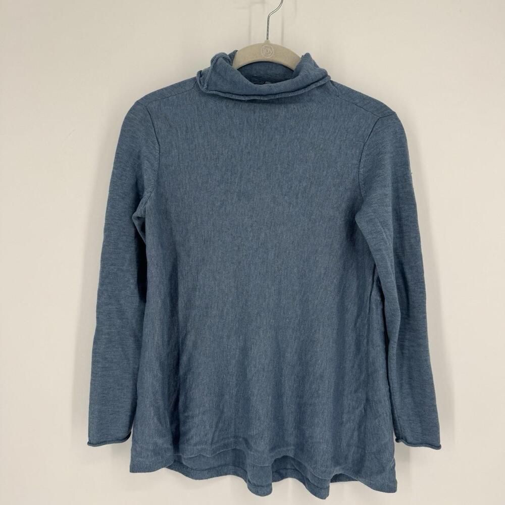 Eileen Fisher  sweater XS blue lyocell tencel merino wool turtleneck old money